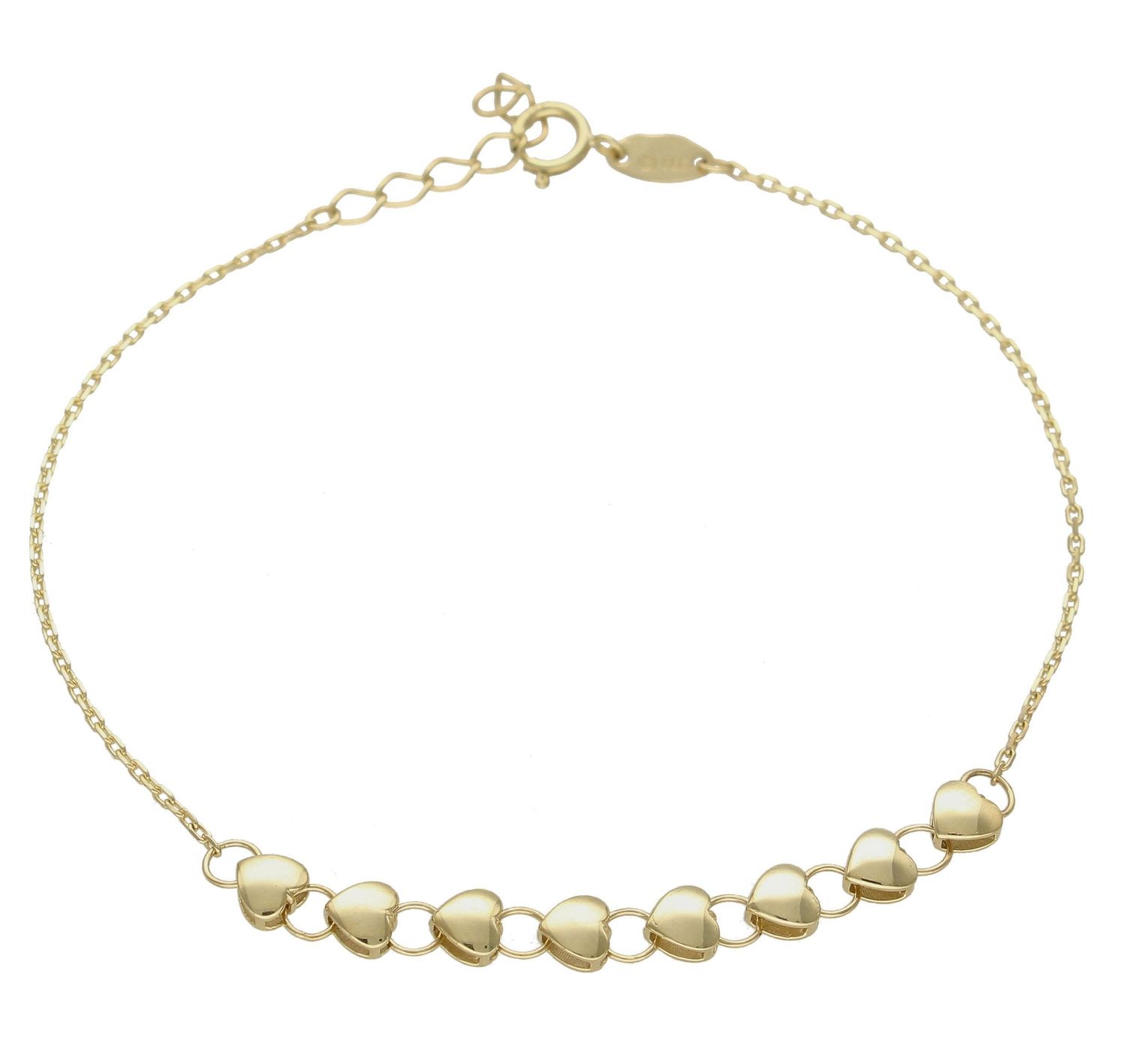 Bransoletka złota 333 celebrytka ze serduszkami BR 5885 333.  Bransoletka złota damska. Złota bransoletka na rękę. Złota bransoletka damska klasyczna. Bransoletka damska idealna na prezent. Damska bransoletka złota na każdą o (1).jpg